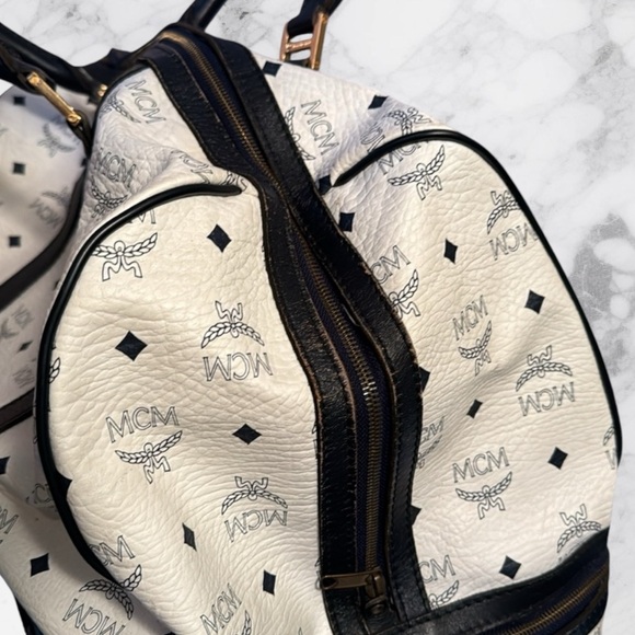 RARE MCM Trunk Travel Weekender Bag West Germany Unisex BLACK & WHITE FABULOUS - Picture 5 of 15